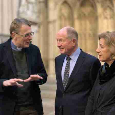 Revd Guy Bridgewater talking with Andrew and Christina Brownsword