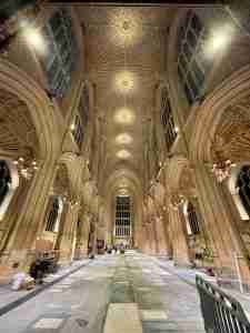Bath Abbey interior and ceiling lit by new LED lighting