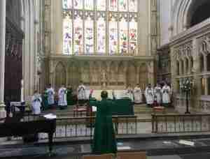 Abbey Choir socially distanced