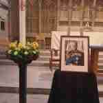 Portrait of HRH Duke of Edinburgh Prince Philip in the sanctuary of Bath Abbey