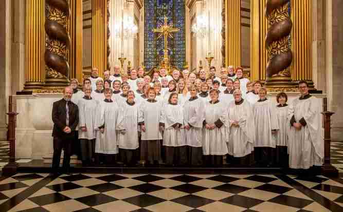 Choir standing in a church
