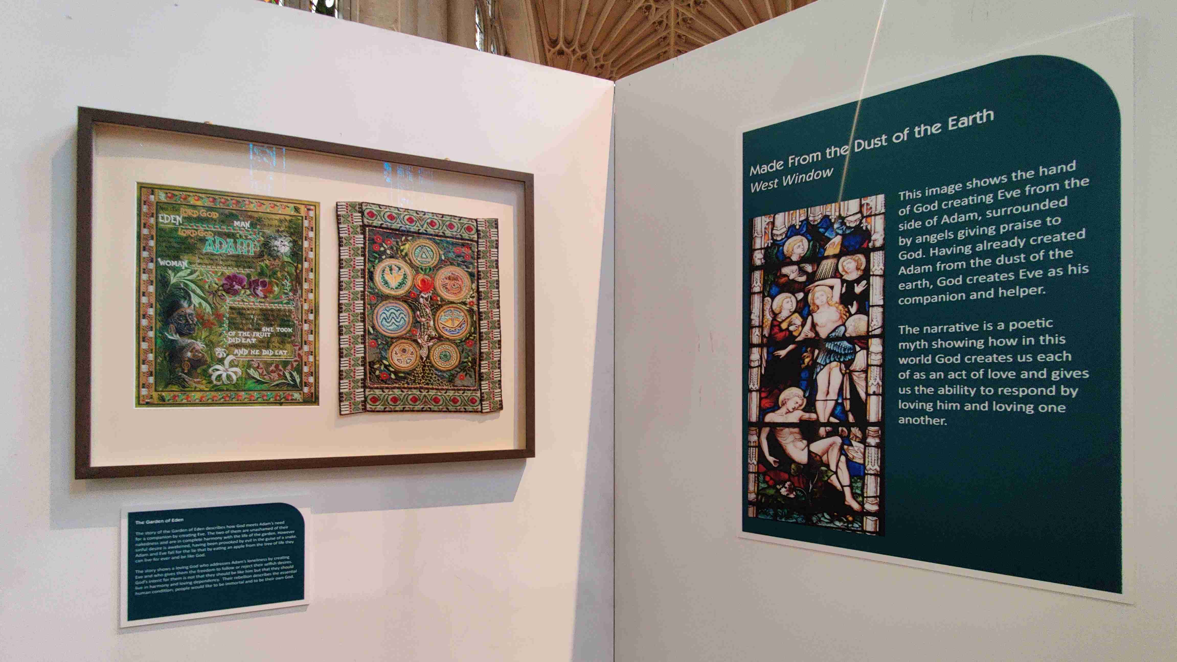 Diptych and stained glass window exhibition with commentary