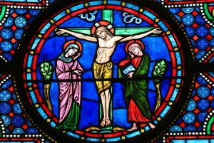 Stained Glass Image of Jesus on the Cross